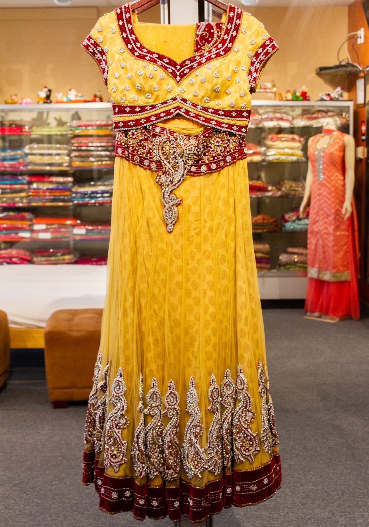 Sandal and Maroon Lehenga with Dupatta - Image 1