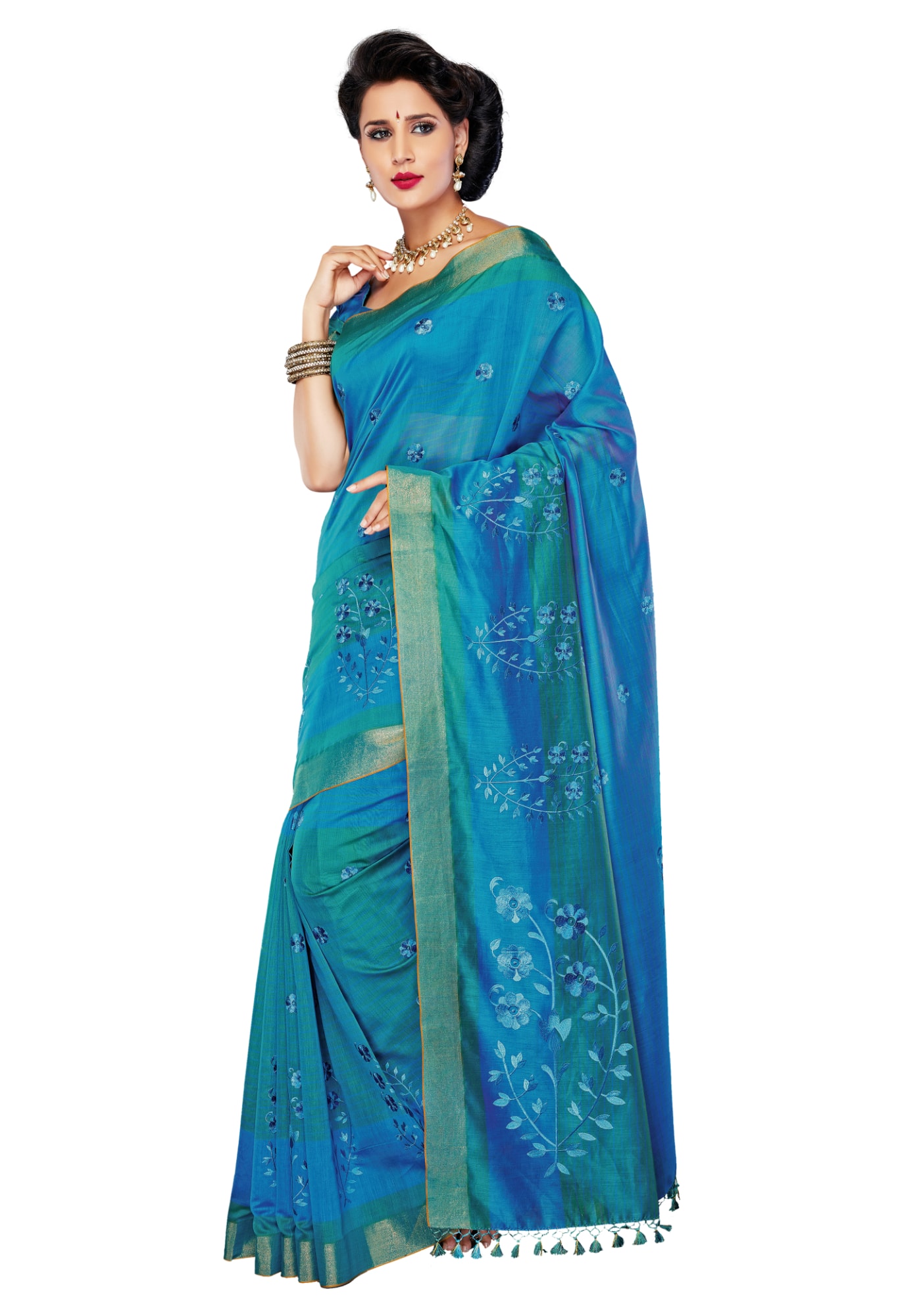 saris___90_white Revathi - Image 1